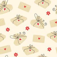 Seamless valentines day pattern with gift boxes vector