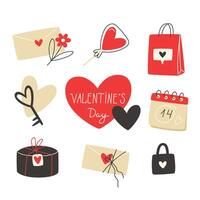 Set of Valentine's Day elements in flat style vector