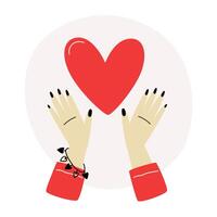 Hands holding a red heart for Valentine's Day vector