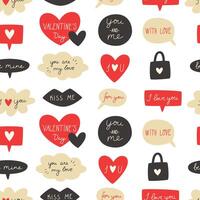 Seamless pattern with messages for Valentine's Day vector