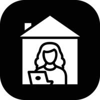 Women Working at Home Vector Icon