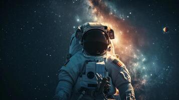 AI generated The astronaut is photographed with the Milky Way in the background photo