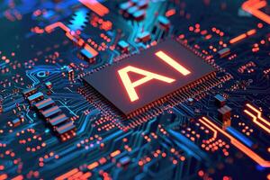 AI generated AI. Circuit board. Technology background, Central Computer Processors CPU concept. photo