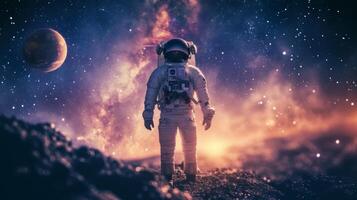 AI generated The astronaut is photographed with the Milky Way in the background photo