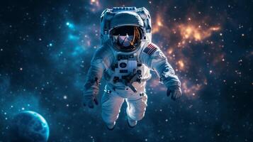 AI generated The astronaut is photographed with the Milky Way in the background photo