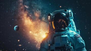 AI generated The astronaut is photographed with the Milky Way in the background photo