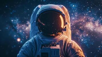 AI generated The astronaut is photographed with the Milky Way in the background photo