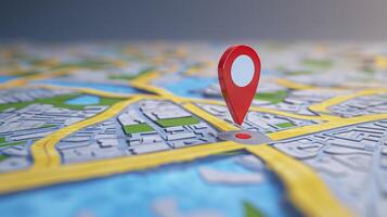 AI generated Location marking on paper map, Concept of navigation, Find your way photo