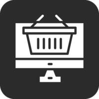 icono de vector de cesta de compras en línea