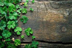 AI generated St. Patrick's Day celebration backgrounds, Green Clover, Green gift photo