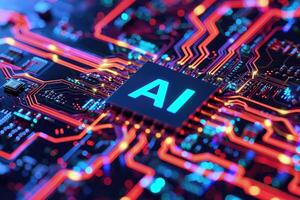 AI generated AI. Circuit board. Technology background, Central Computer Processors CPU concept. photo