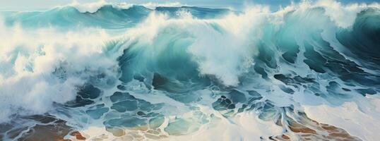 AI generated aerial view of ocean waves in blue waters ocean photo