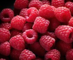 AI generated close up photo of red raspberries and white raspberries,