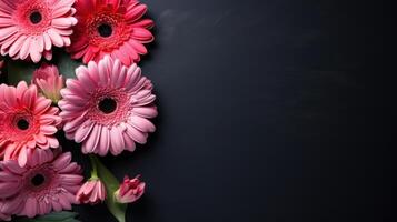 AI generated gerbera flower on pastel background with copy space photo