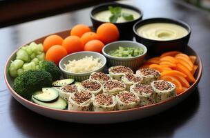 AI generated healthy foods with avocado and coconut oil on a plate, photo