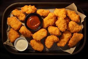 AI generated Fast-Food Fantasy Hyper-Realistic Display of Perfect Nuggets photo