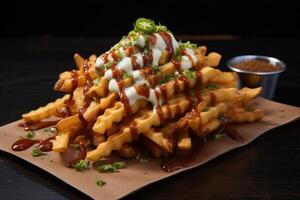 AI generated Global Fusion Waffle Fries' Culinary Adventure Around the World photo