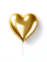 AI generated Gold heart-shaped balloon cinematic photo on a white background. High-resolution. AI Generative