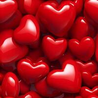 AI generated 3d red hearts seamless background. Love pattern. High quality. AI Generative photo