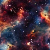 AI generated Realistic shot of a vast and majestic cosmos seamless pattern. Stars in the galaxy seamless background. High quality. AI Generative photo
