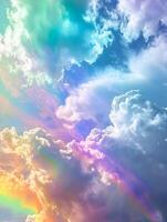 AI generated Assorted intensely iridescent bright colors fire colors clouds. Vertical background. High quality. AI Generative photo