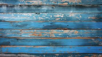 AI generated A large blue dragged wooden plank background. Horizontal wooden boards. High quality. AI Generative photo