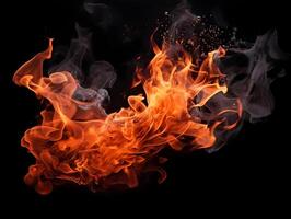 AI generated Classic fire on a black background. High quality. AI Generative photo