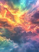 AI generated Assorted intensely iridescent bright colors fire colors clouds. Vertical background. High quality. AI Generative photo