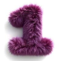 AI generated Cute dark purple number one 1 as fur with short hair isolated on a white background. High-resolution. AI Generative photo