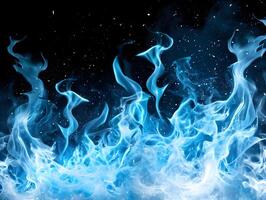 AI generated Blue and white gradient fire background on black background. High quality. AI Generative photo