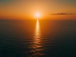 AI generated Sunrise over the horizon of the sea aerial view cinematic photo. High quality. AI Generative photo