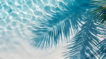 AI generated Top view of water surface with tropical leaf shadow. High-resolution. AI Generative photo