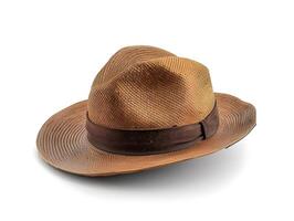 ai generado clásico marrón sombrero lado ver aislado en un blanco antecedentes. alto calidad. ai generativo foto