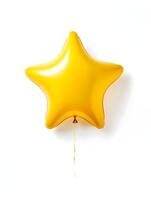 AI generated Yellow star-shaped balloon cinematic photo on a white background. High-resolution. AI Generative