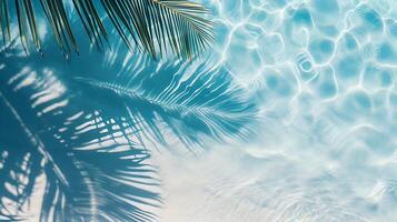 AI generated Top view of water surface with tropical leaf shadow. High-resolution. AI Generative photo