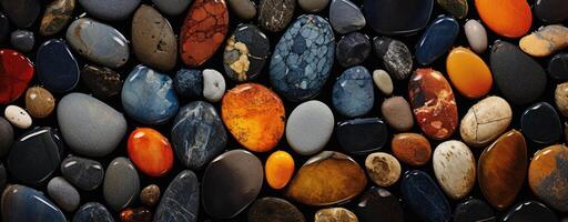 AI generated a bunch of rocks in different colors and textures photo