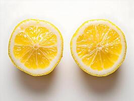 AI generated Halved lemon isolated on a white background. Yellow fruit sliced. High quality. AI Generative photo