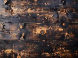 AI generated Burned wood wall background. Dark wood texture High-resolution. AI Generative photo