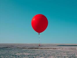 ai generado un realista brillante foto de el rojo globo en el azul cielo antecedentes. alto calidad. ai generativo