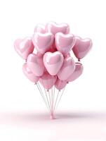 AI generated A bunch of light pink heart-shaped balloons cinematic photo isolated on a white background. High-resolution. AI Generative