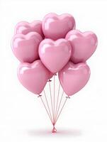 AI generated A bunch of light pink heart-shaped balloons cinematic photo on a white background. High-resolution. AI Generative