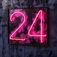 AI generated The number 24 is highlighted with a neon light effect. New Year number. High-resolution. AI Generative photo