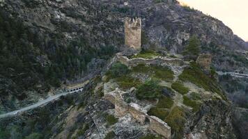 Aerial front view of the Montmayeur castle Aosta valley Italy.jpg video