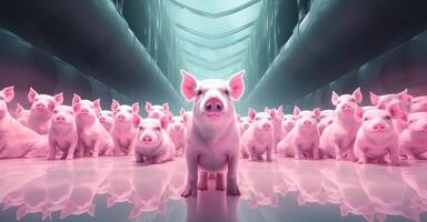 AI generated a group of pink pigs are staring into space photo