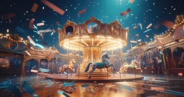 AI generated A video of confetti falling on a carousel photo