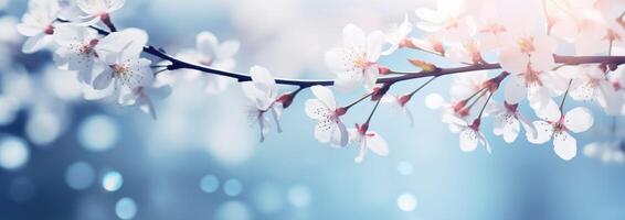 AI generated abstract bokeh background blue cloud in spring photo