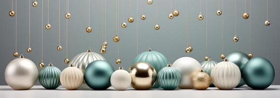 AI generated an ornamental wall of christmas balls photo