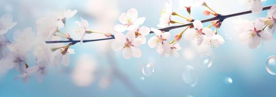 AI generated abstract bokeh background blue cloud in spring photo