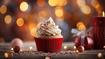 AI generated a cupcake topped with cinnamon sticks on a white background photo