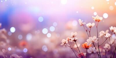 AI generated an abstract spring background, full of colorful flowers photo